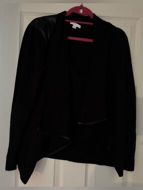 New York & Company- Black Open-Front Waterfall Cardigan / Size Large